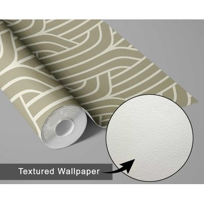 Papel de Parede Vinílico Autoadesivo Art Déco Streamline Impermeável Verde Removível para Quartos e Salas - S4Sassy 63,5 cm (L) × 152,4 cm (C) / Verde - Vinil Texturizado