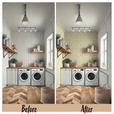 Papel de Parede Efeito Leque Estilo Asiático Autoadesivo Decorativo Fácil DIY para Quarto e Sala - Amarelo - S4Sassy 63,5 cm (L) × 152,4 cm (C) / Amarelo - Vinil Texturizado