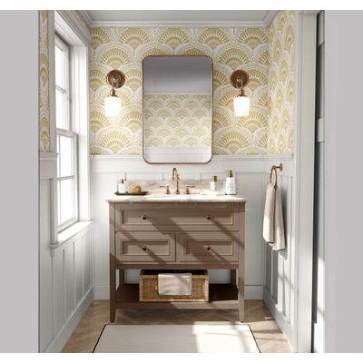 Papel de Parede Efeito Leque Estilo Asiático Autoadesivo Decorativo Fácil DIY para Quarto e Sala - Amarelo - S4Sassy 63,5 cm (L) × 152,4 cm (C) / Amarelo - Vinil Texturizado