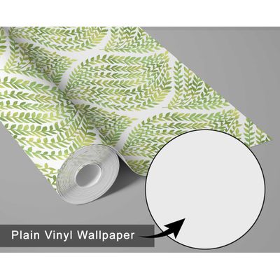 Papel de Parede Folha Gota Verde - Botânico Monocromático, Vinil Autoadesivo, Decoração DIY Fácil para Quarto e Sala - S4Sassy 63,5 cm (L) × 914,4 cm (C) / Verde - Vinil Texturizado