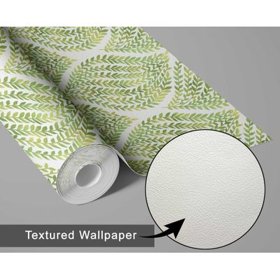 Papel de Parede Folha Gota Verde - Botânico Monocromático, Vinil Autoadesivo, Decoração DIY Fácil para Quarto e Sala - S4Sassy 63,5 cm (L) × 914,4 cm (C) / Verde - Vinil Texturizado