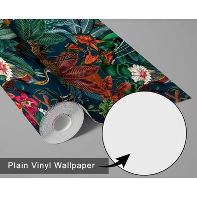 Papel de Parede Vinílico Autoadesivo e Removível Safari Exótico Chic À Prova d'Água Multicolorido para Quartos e Locatários - S4Sassy 63,5 cm (L) × 152,4 cm (C) / Multicolorido - Vinil Texturizado