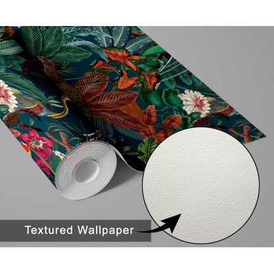 Papel de Parede Vinílico Autoadesivo e Removível Safari Exótico Chic À Prova d'Água Multicolorido para Quartos e Locatários - S4Sassy 63,5 cm (L) × 152,4 cm (C) / Multicolorido - Vinil Texturizado