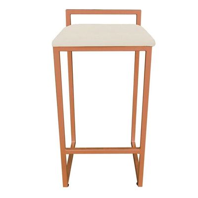 Banqueta Alta Lavinia Suede Bege Base Cobre