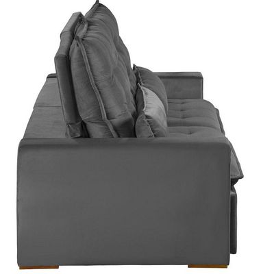Sofá Modular 5 Lugares 2.50M Retrátil E Reclinável Cinza