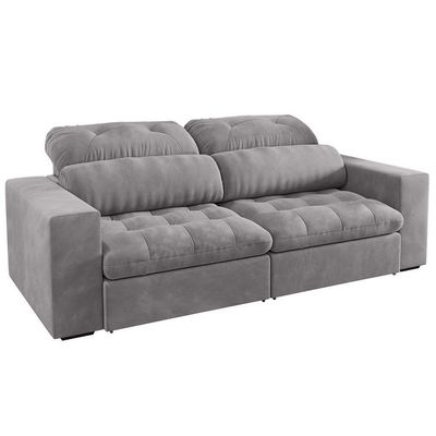 Sofá Retrátil E Reclinável 3 Lugares 200cm Viena A12 Suede Cinza - Mpozenato