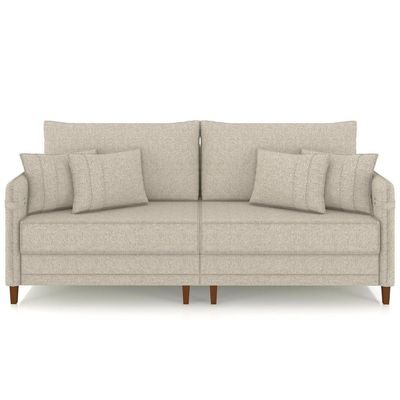 Sofá 4 Lugares Living 252cm Pé Madeira Zoe Linho Cru Z08 - Mpozenato