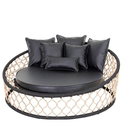 1 Chaise Com 6 Almofadas Em Alumínio Bronze E Corda Náutica