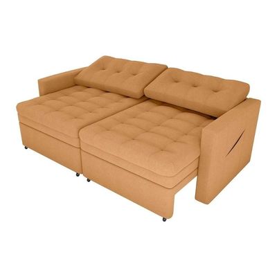 Sofá Cama Reclinável 2 Lugares 220cm Nayla Boucle Mostarda Matrix Boucle Mostarda