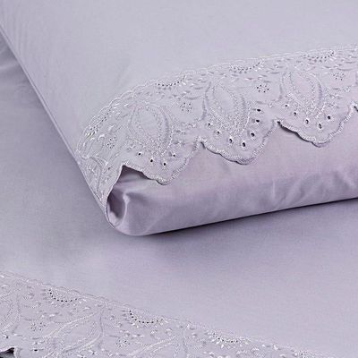 Jogo Cama Solteiro Cherry Bordado Inglês 3pç 100% Poliéster - Lilas