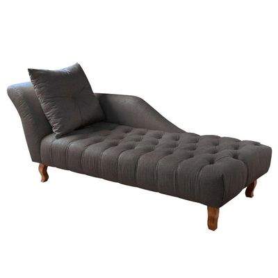 Divã Chesterfield Anna Recamier 160cm Via Veludo Cinza Lado Esquerdo