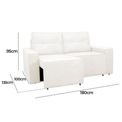 Sofá Retrátil 2 Lugares 1,80 Confortável Polo Bege