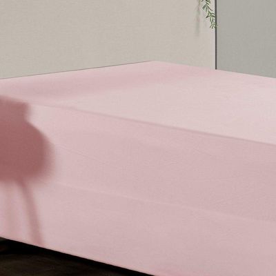 Jogo De Cama Solteiro Nobre 2 Peças Luva De Box 55cm De Altura Malha 100% Algodão - Rosa