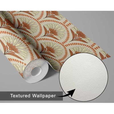 Papel de Parede Art Déco Fan Tree Bege, Vinil Autoadesivo, Aplicação Fácil DIY para Quarto Estilo Fazenda, Armários e Espaços - S4Sassy 63,5 cm (L) × 914,4 cm (C) / Bege - Vinil Texturizado