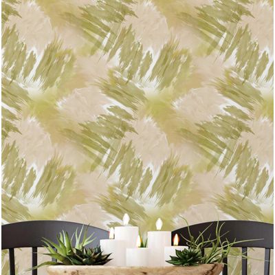 Papel de Parede com Pinceladas Artísticas Verdes, Vinil Autoadesivo, Faça-Você-Mesmo para Quarto, Armários e Sala - S4Sassy 63,5 cm (L) × 304,8 cm (C) / Verde - Vinil Liso