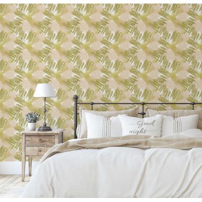 Papel de Parede com Pinceladas Artísticas Verdes, Vinil Autoadesivo, Faça-Você-Mesmo para Quarto, Armários e Sala - S4Sassy 63,5 cm (L) × 304,8 cm (C) / Verde - Vinil Liso