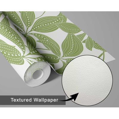 Papel de Parede Vinílico Autoadesivo Folhas Pontilhadas À Prova D'Água - Verde, Removível para Quartos, Inquilinos e Armários - S4Sassy 63,5 cm (L) × 914,4 cm (C) / Verde - Vinil Texturizado