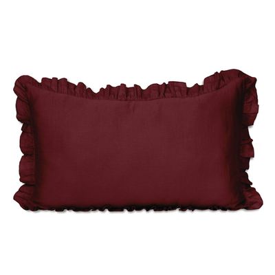 Capa de Almofada com Babados em Algodão Shabby Chic para Decoração Estilo Fazenda - Vargottam 91,44 Cm × 50,8 Cm / Vermelho