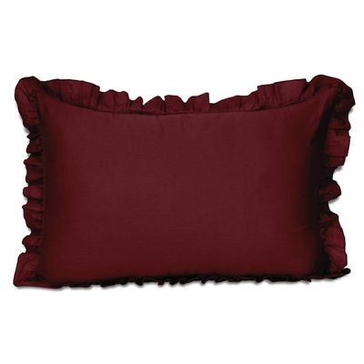 Capa de Almofada com Babados em Algodão Shabby Chic para Decoração Estilo Fazenda - Vargottam 91,44 Cm × 50,8 Cm / Vermelho