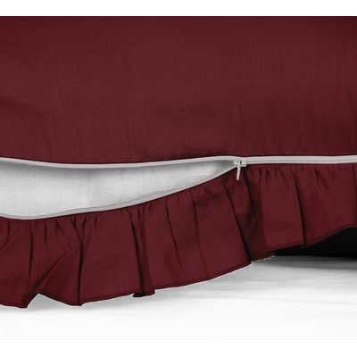 Capa de Almofada com Babados em Algodão Shabby Chic para Decoração Estilo Fazenda - Vargottam 91,44 Cm × 50,8 Cm / Vermelho
