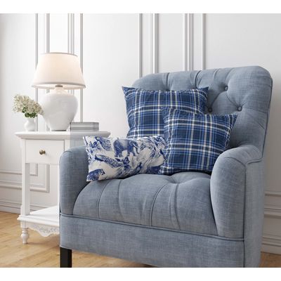 Capas de Almofada Decorativas de Luxo com Estampa Azul - Vargottam 40,64 Cm × 40,64 Cm – Quadrado / Azul