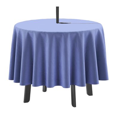Toalha de Mesa Redonda 147 cm Interna/Externa com Furo para Guarda-Sol, Impermeável, Primavera/Verão, Quintal/Churrasco - Roxa - Vargottam 147,32 Cm × 147,32 Cm – Com Furo Para Guarda-Sol / Roxo