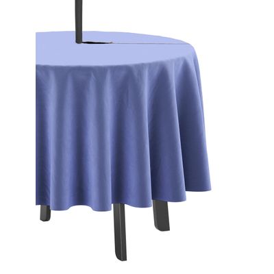 Toalha de Mesa Redonda 147 cm Interna/Externa com Furo para Guarda-Sol, Impermeável, Primavera/Verão, Quintal/Churrasco - Roxa - Vargottam 147,32 Cm × 147,32 Cm – Com Furo Para Guarda-Sol / Roxo