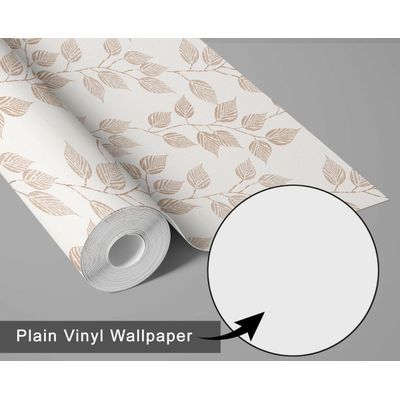 Papel de Parede Autoadesivo Estampa Vinha Folhosa Bege, Revestimento Vinílico Removível Faça Você Mesmo para Entrada e Escritório - S4sassy 63,5 cm (L) × 609,6 cm (C) / Bege - Vinil Liso
