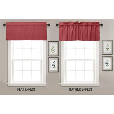 Bandô Liso de Algodão, Cortina Decorativa com Bolso para Varão, Meia Cortina para Janela de Cozinha - Vargottam 91,4 Cm (L) × 76,2 Cm (C) – 2 Painéis / Vermelho