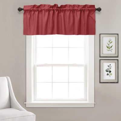 Bandô Liso de Algodão, Cortina Decorativa com Bolso para Varão, Meia Cortina para Janela de Cozinha - Vargottam 45,7 Cm (L) × 142,2 Cm (C) – 1 Painel / Vermelho