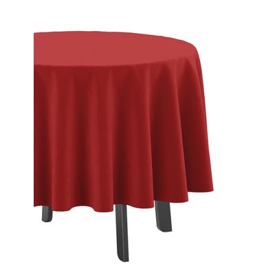 Toalha de Mesa Redonda 147cm Int./Ext. com Abertura para Guarda-Sol Impermeável para Pátio/Quintal/Churrasco Primavera/Verão - Vargottam 147,32 Cm × 147,32 Cm – Com Furo Para Guarda-Sol / Vermelho