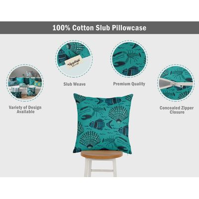 Capas de Almofada Decorativas Estampadas Tema Azul - Vargottam 30,48 Cm × 30,48 Cm – Quadrado / Azul