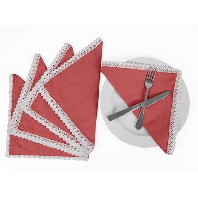 Jogo Americano de Renda Lavável para Uso Diário com Guardanapos, Decoração de Mesa de Jantar - Vargottam 30,48 Cm × 45,72 Cm – Pacote Com 6 / Laranja