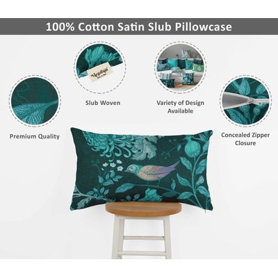 Capa de Almofada Lombar Decorativa Estampada com Tema Azul - Vargottam 60,96 Cm × 30,48 Cm / Azul