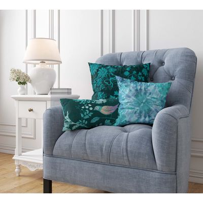 Capa de Almofada Lombar Decorativa Estampada com Tema Azul - Vargottam 60,96 Cm × 30,48 Cm / Azul