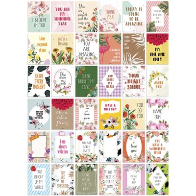 Bilhetes para Lancheira para Adultos/Adolescentes, Cartões de Motivação, Inspiração e Afirmação, 36 Unidades, Tema Floral - Inkdotpot 8,89 Cm × 6,35 Cm / Multicolorido