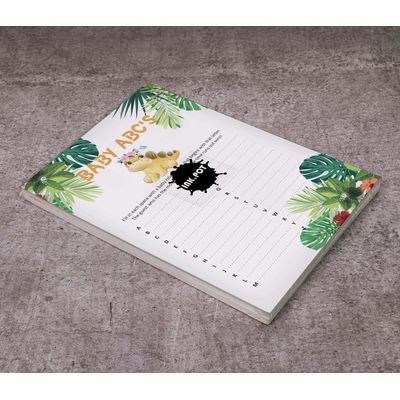 Pacote com 50, Coleção Chá de Bebê Menina, Jogo ABC, Jogos Divertidos, Atividades, Decorações, Itens Tema Dinossauro - Inkdotpot 12,7 Cm × 17,78 Cm / Branco