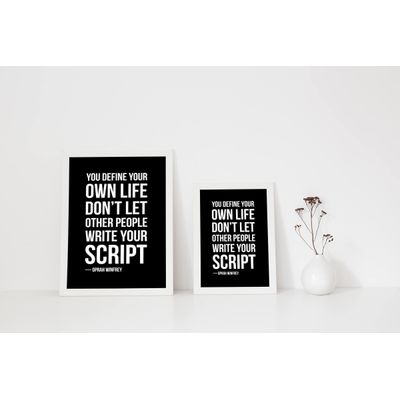 Arte de Parede Motivacional: Você Define Sua Vida — Não Deixe Outros Escreverem Seu Roteiro — Oprah Winfrey, 1 Unid, Preto - Inkdotpot 30,48 Cm × 45,72 Cm / Somente Pôster
