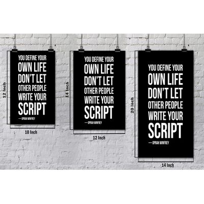 Arte de Parede Motivacional: Você Define Sua Vida — Não Deixe Outros Escreverem Seu Roteiro — Oprah Winfrey, 1 Unid, Preto - Inkdotpot 30,48 Cm × 45,72 Cm / Somente Pôster