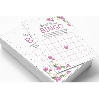 Cartões Quadrados Florais em Branco para Preencher Ideias de Presente para Chá de Noiva e Despedida de Solteira 50 Unidades - Inkdotpot 12,7 Cm × 17,78 Cm / Branco - Bingo da Noiva