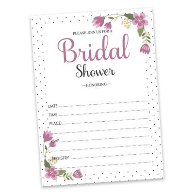 Cartões Quadrados Florais em Branco para Preencher Ideias de Presente para Chá de Noiva e Despedida de Solteira 50 Unidades - Inkdotpot 12,7 Cm × 17,78 Cm / Branco - Bingo da Noiva