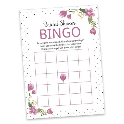 Cartões Quadrados Florais em Branco para Preencher Ideias de Presente para Chá de Noiva e Despedida de Solteira 50 Unidades - Inkdotpot 12,7 Cm × 17,78 Cm / Branco - Bingo da Noiva