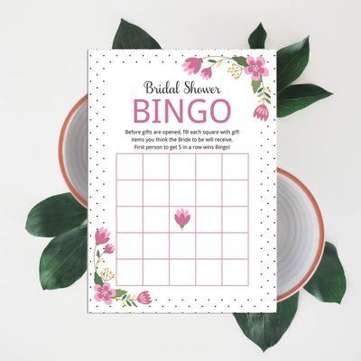 Cartões Quadrados Florais em Branco para Preencher Ideias de Presente para Chá de Noiva e Despedida de Solteira 50 Unidades - Inkdotpot 12,7 Cm × 17,78 Cm / Branco - Bingo da Noiva