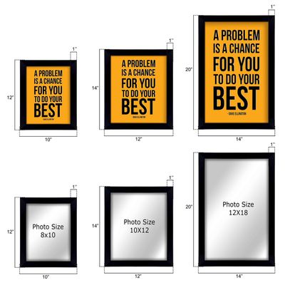 Arte de Parede Motivacional Um Problema É Uma Chance para Você Dar o Melhor Citação de Sucesso para Casa/Escritório, 1 un. - Inkdotpot 20,32 Cm × 25,4 Cm / Moldura Preta
