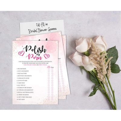 50 Cartões de Jogo Quadrados em Branco com Respingo em Aquarela para Chá de Noiva, Casamento e Despedida de Solteira - Inkdotpot 12,7 Cm × 17,78 Cm / Branco - Esmalte ou Filme