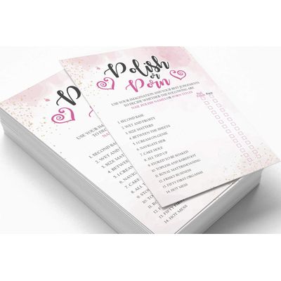 50 Cartões de Jogo Quadrados em Branco com Respingo em Aquarela para Chá de Noiva, Casamento e Despedida de Solteira - Inkdotpot 12,7 Cm × 17,78 Cm / Branco - Esmalte ou Filme