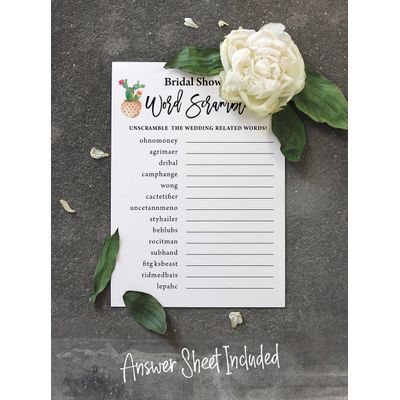 50 Cartões Quadrados em Branco para Jogo Cactus Taco'bout Love para Chá de Noiva e Despedida de Solteira - Inkdotpot 12,7 Cm × 17,78 Cm / Branco - Jogo de Palavras da Noiva