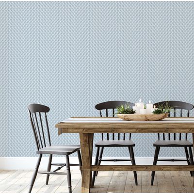Papel de Parede Autoadesivo Geométrico Azul Monocromático, Vinil Removível DIY, Papel Contact Destacável para Parede de Entrada - S4sassy 63,5 cm (L) × 304,8 cm (C) / Azul - Vinil Texturizado