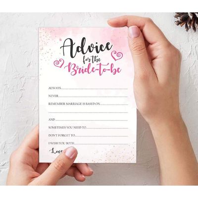 50 Cartões de Jogo Quadrados em Branco com Respingo em Aquarela para Chá de Noiva, Casamento e Despedida de Solteira - Inkdotpot 12,7 Cm × 17,78 Cm / Branco - Conjunto de Jogos