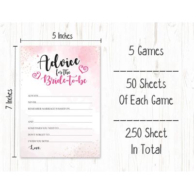 50 Cartões de Jogo Quadrados em Branco com Respingo em Aquarela para Chá de Noiva, Casamento e Despedida de Solteira - Inkdotpot 12,7 Cm × 17,78 Cm / Branco - Conjunto de Jogos